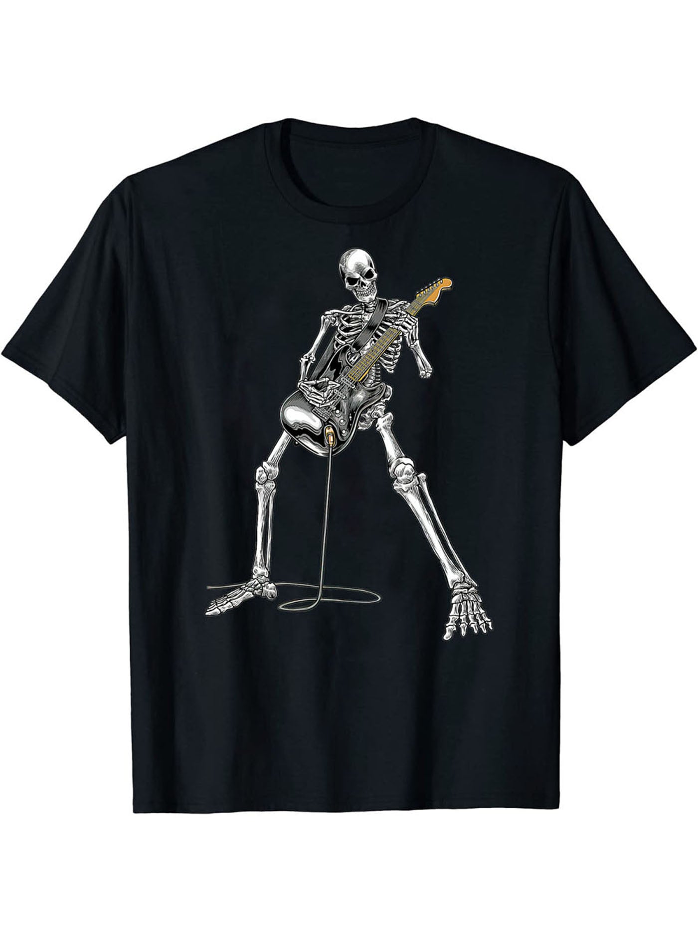 Happy Skull Guitar Men's Casual Crew T-Shirt