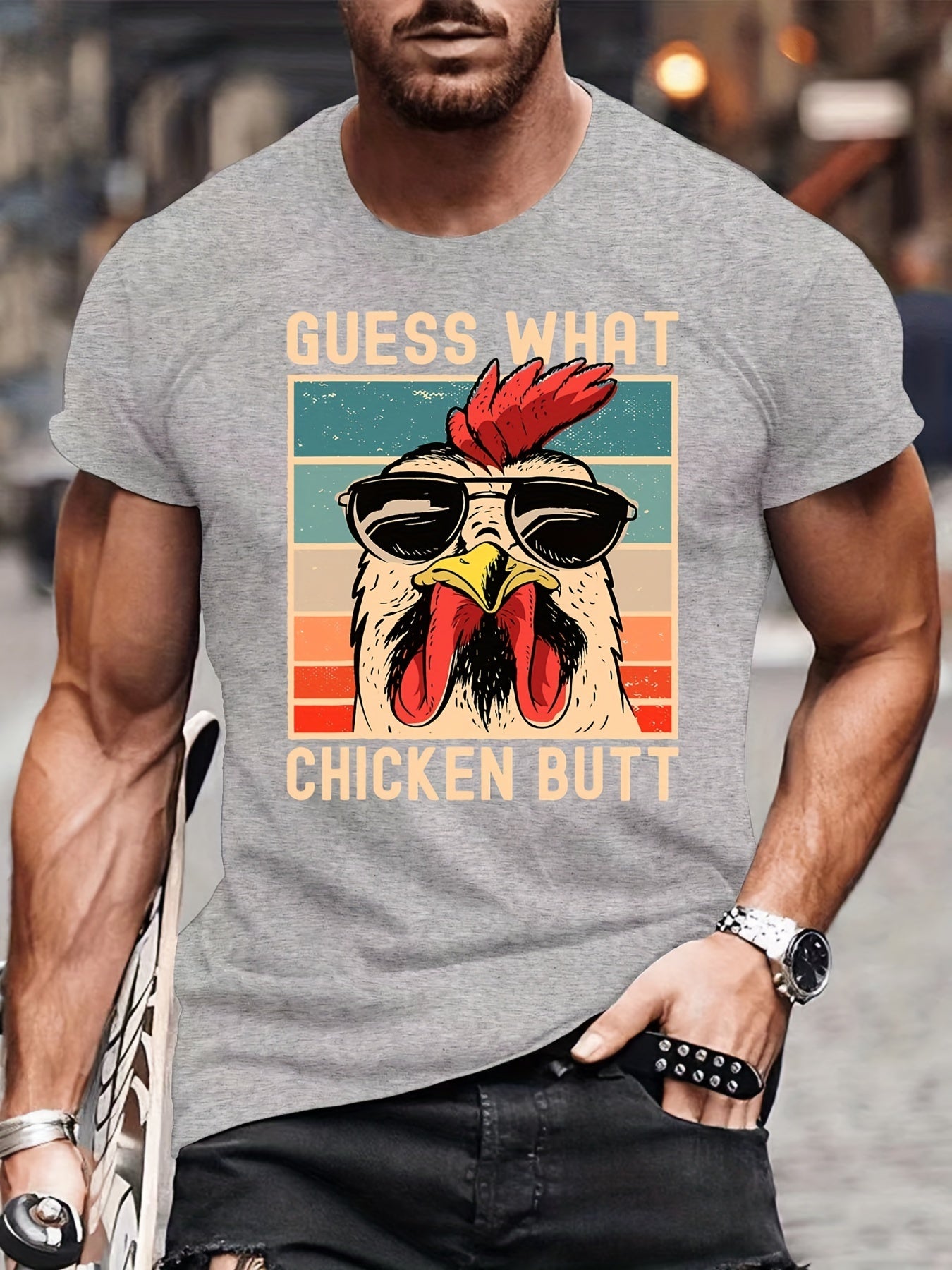 Men's Casual Trendy Chicken Print T-shirt