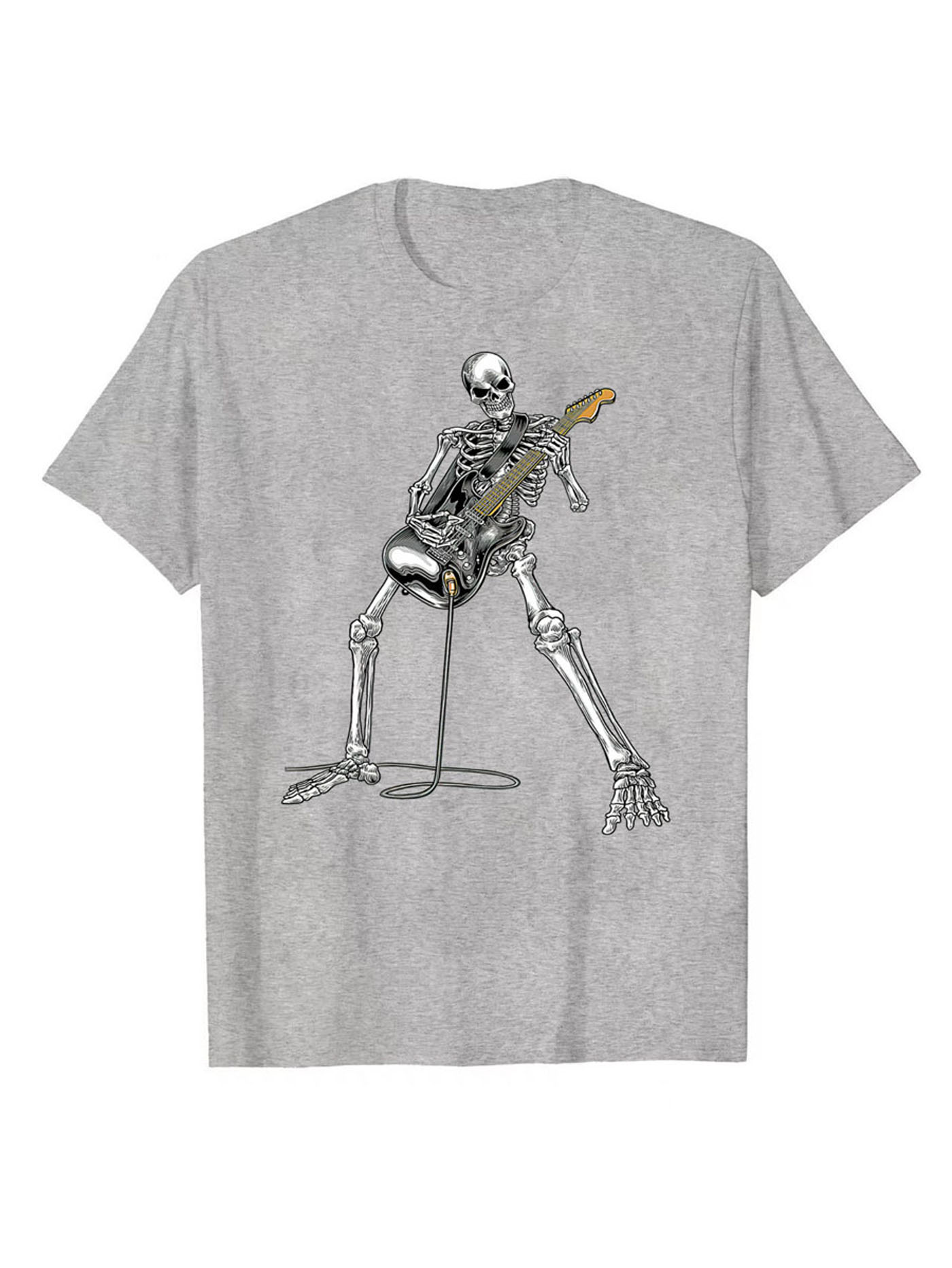 Happy Skull Guitar Men's Casual Crew T-Shirt