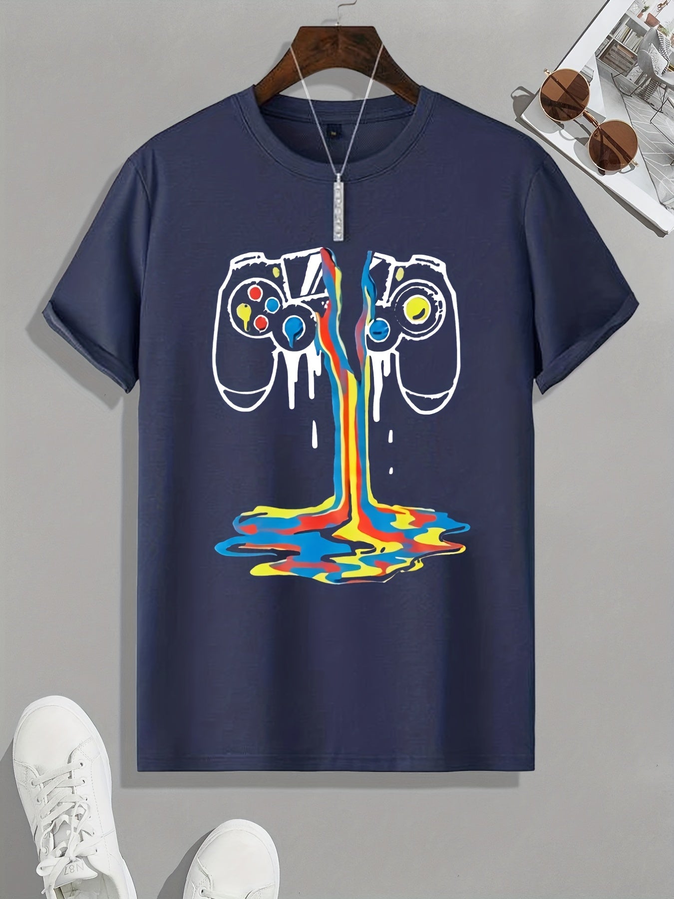 Colorful Game Handle Pattern Men's T-shirt