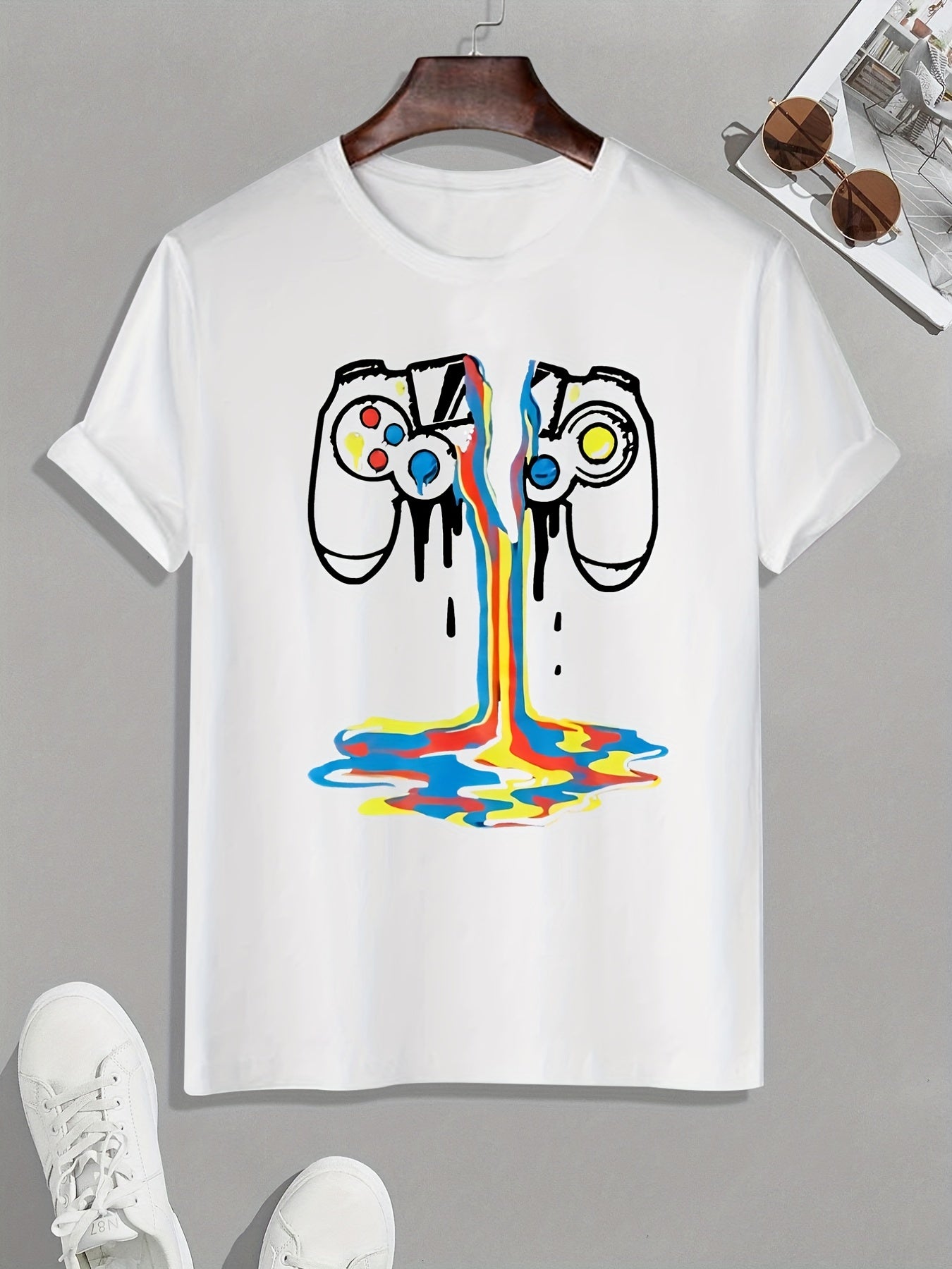 Colorful Game Handle Pattern Men's T-shirt