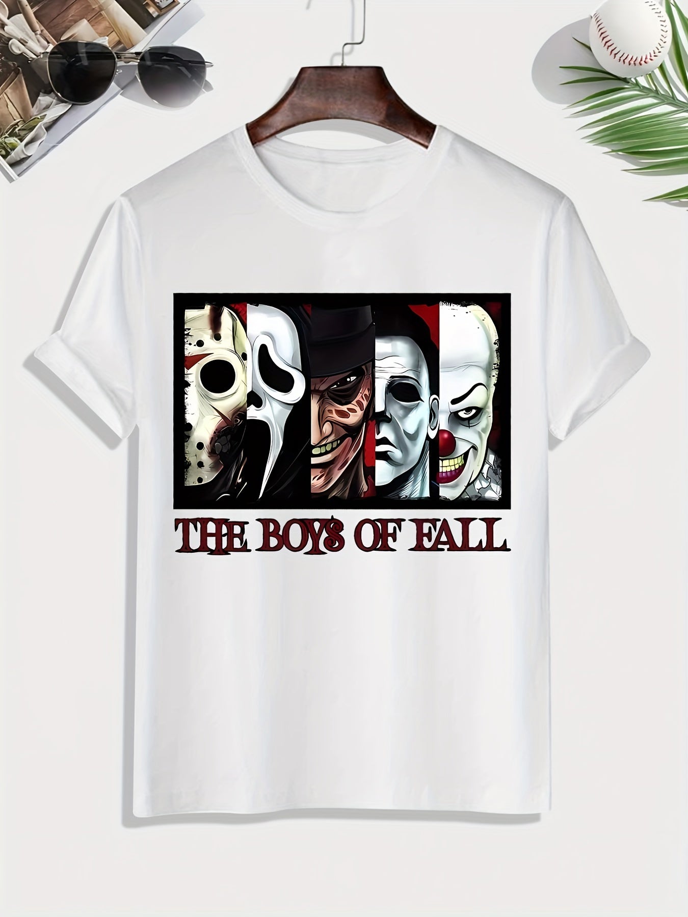 Scary Pattern Graphic Print Men's Crew Neck Creative T-shirt