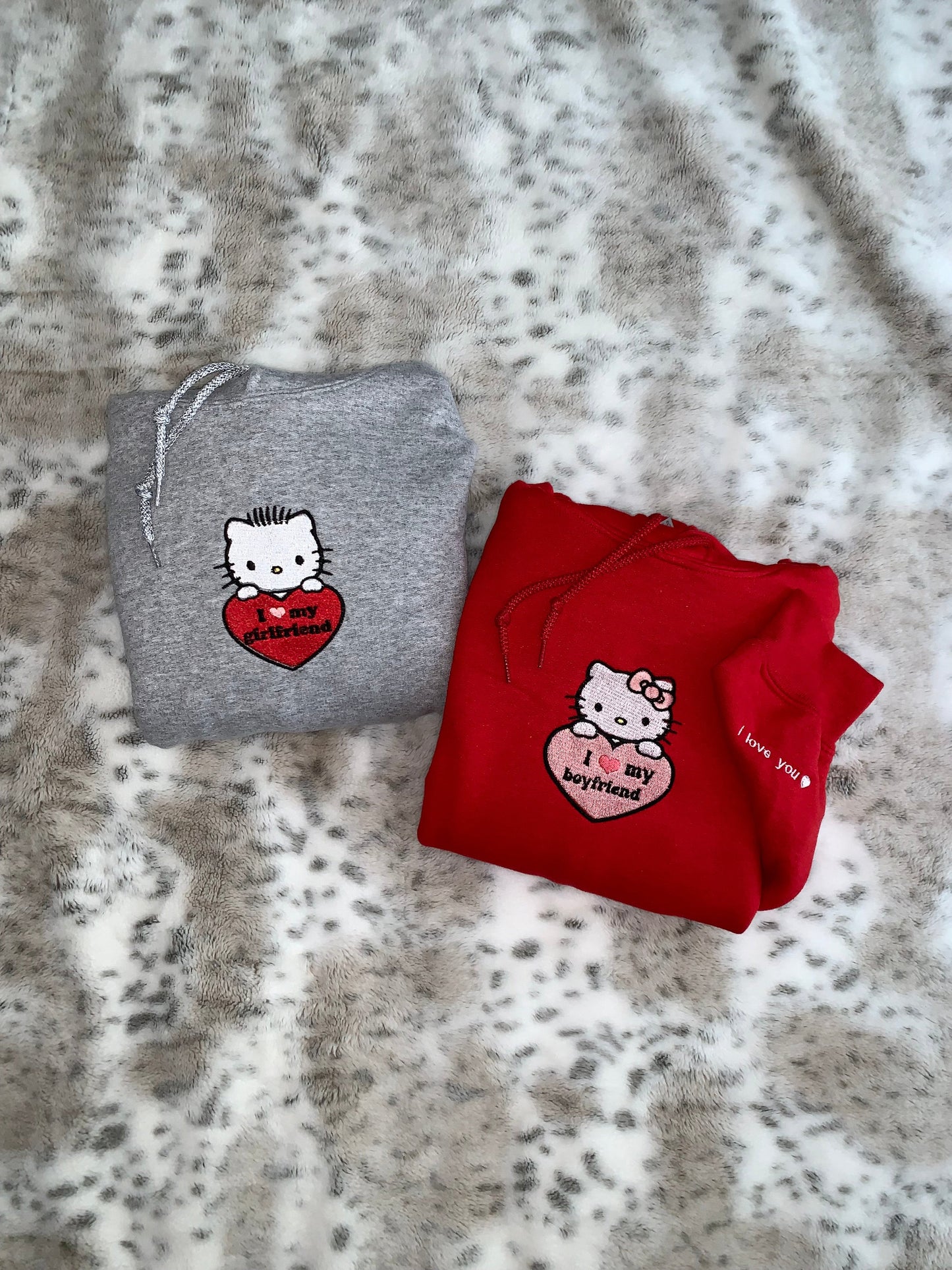 I Love My Bf/ Gf Matching Kitties Couples Embroidery