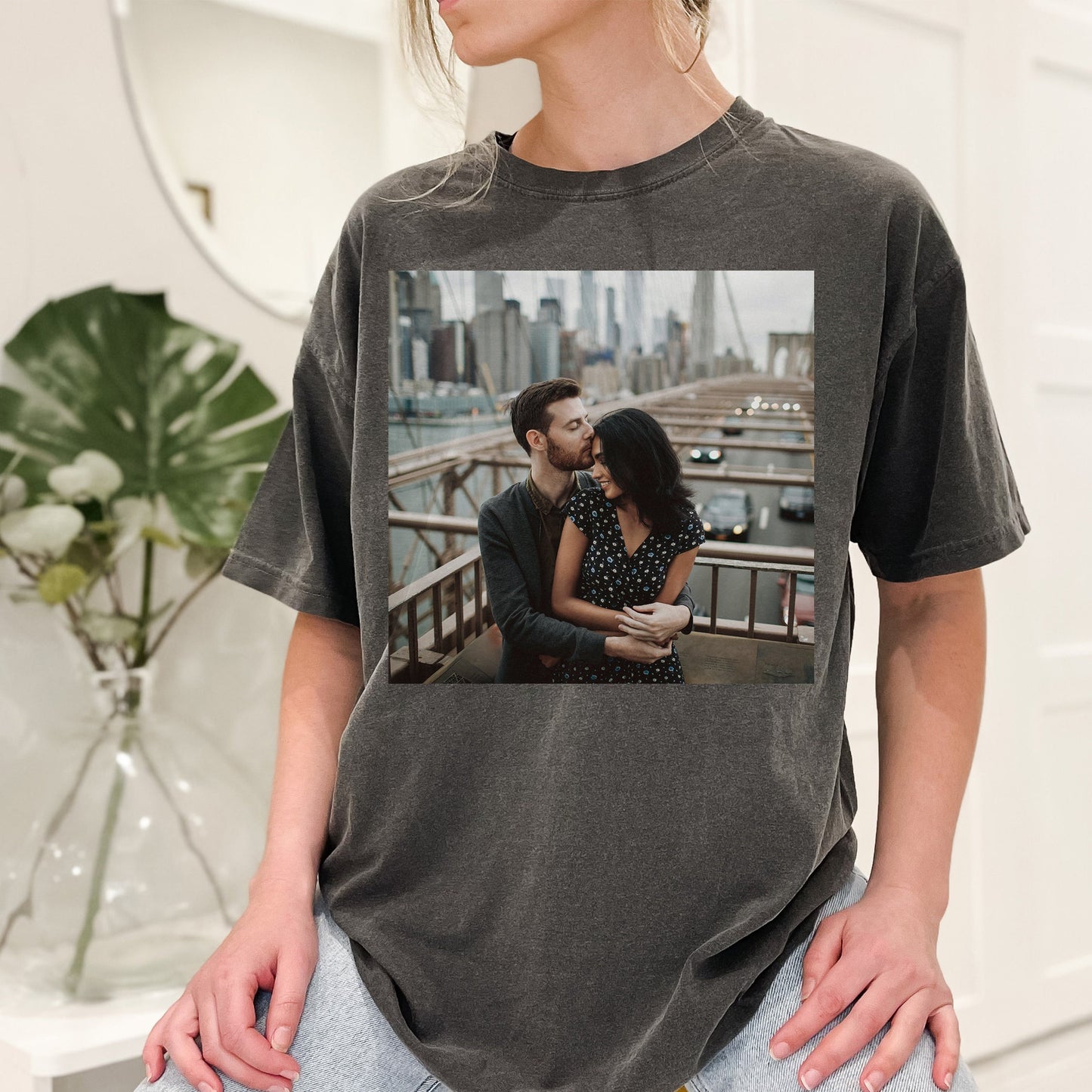 Custom Photo/Text Crewneck T-shirts, Personalize Any Design