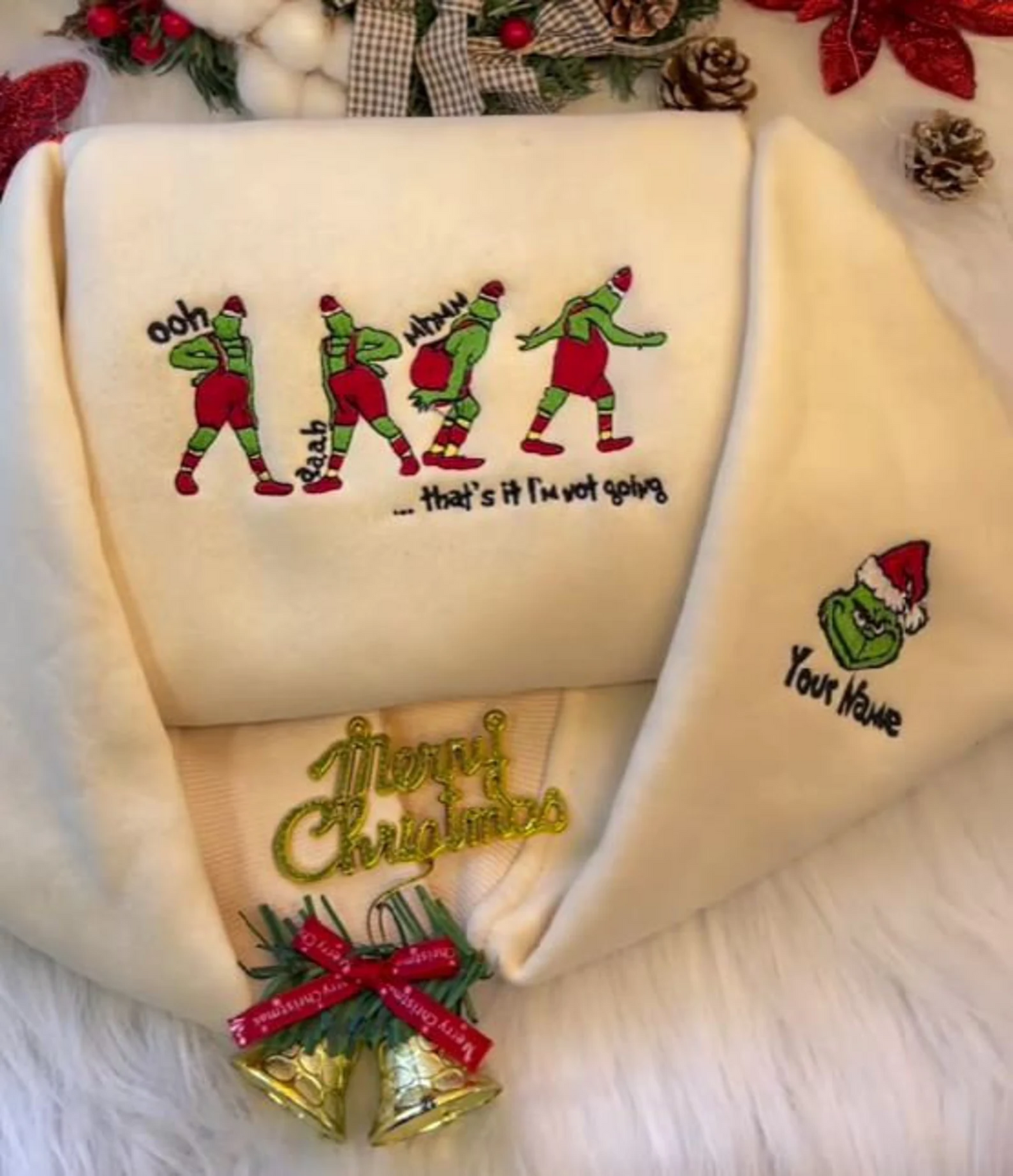 That's It I'm Not Going Grinc Christmas Embroidered Sweatshirt Hoodie