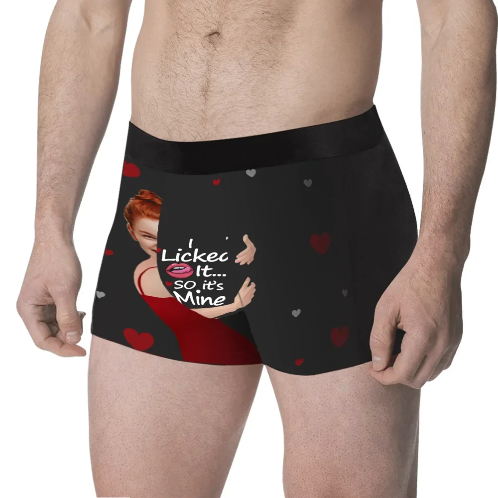 Custom Face Men's Boxer I Licked It So It'S Mine Gift For Boyfriend,Birthday Gifts for Husband, Waistband Text Boxer Gift