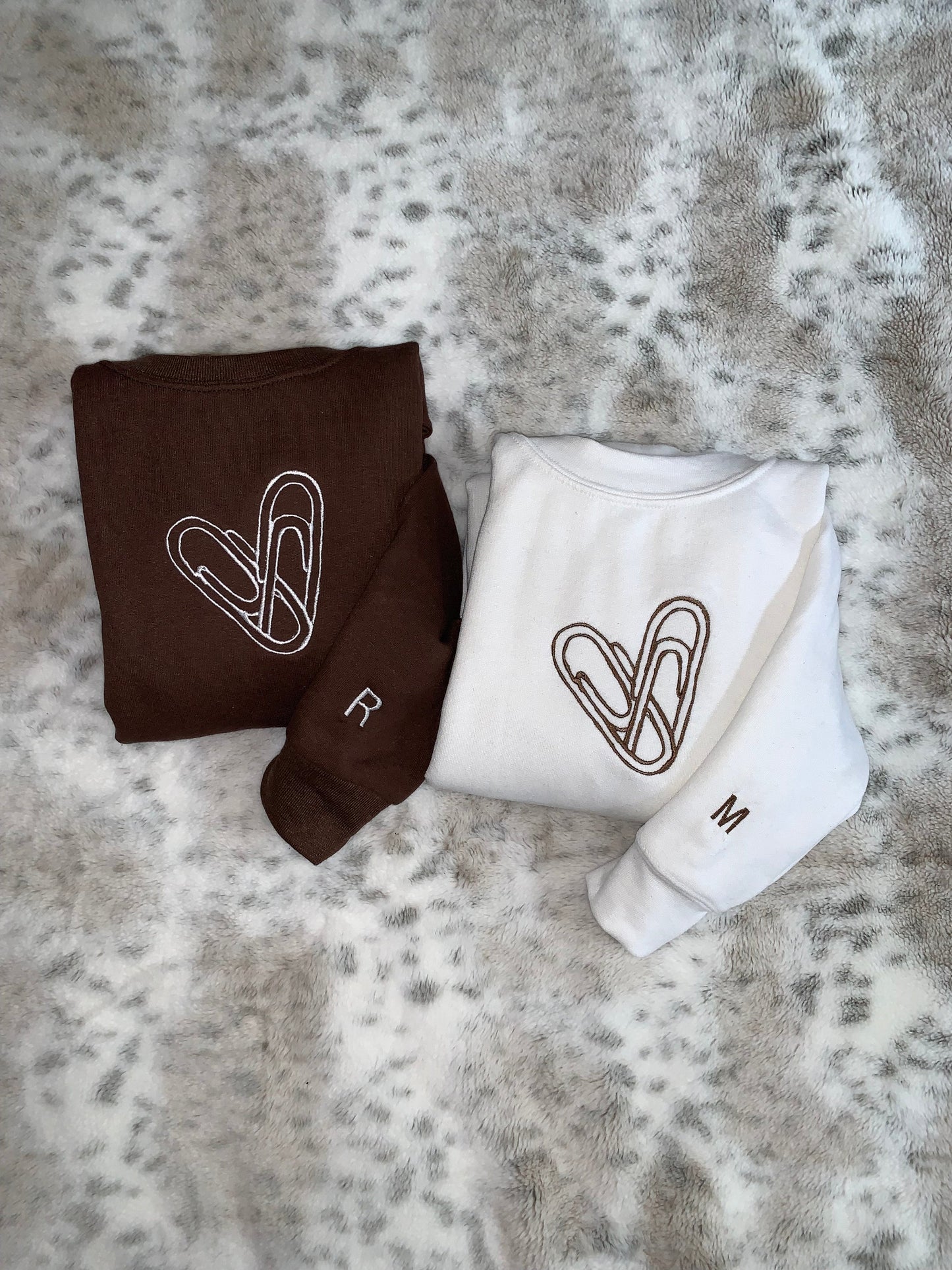 Paperclip Heart Embroidery Matching Couples Hoodies/Sweatshirts