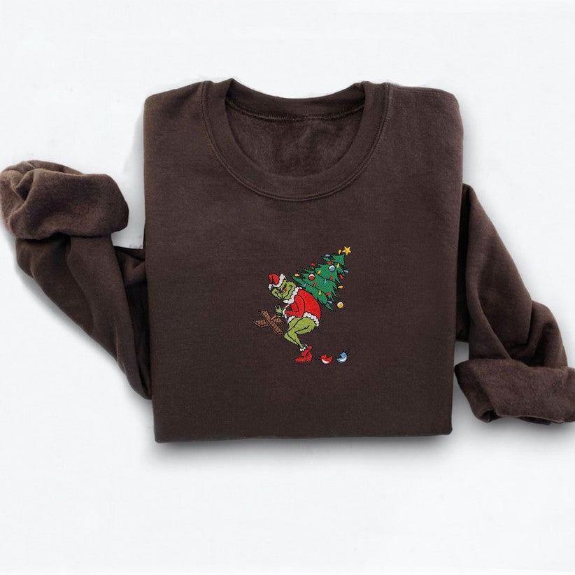 Embroidered Christmas 'Stealing the Christmas Tree' Sweatshirt Hoodie