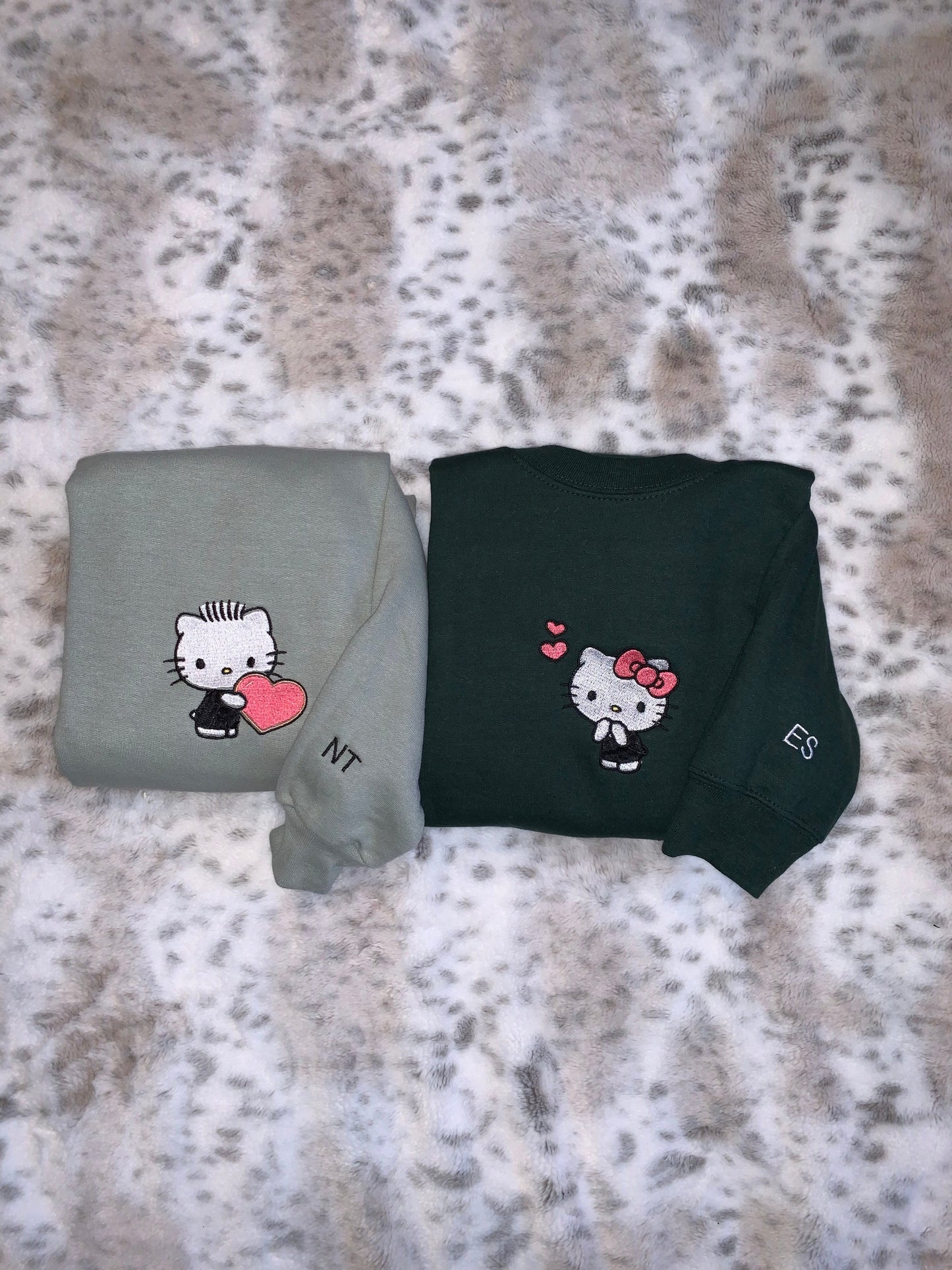 Matching Couples Kitty Embroidery Hoodies/Sweatshirts