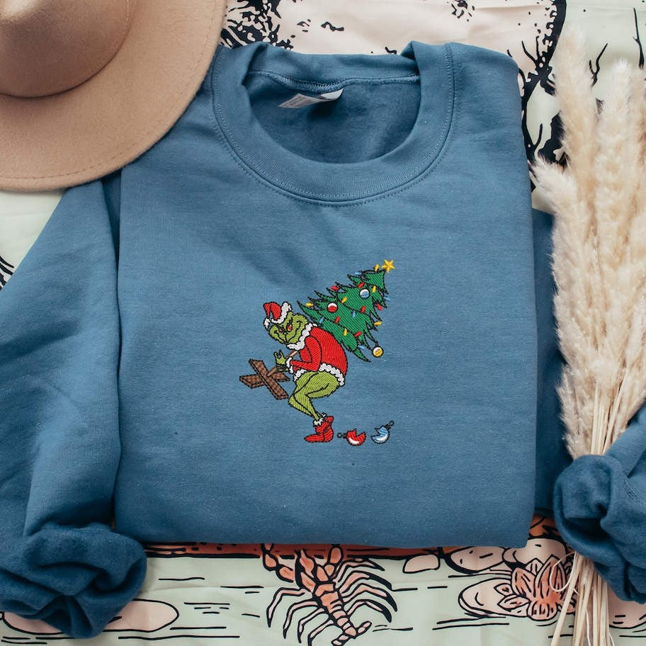 Embroidered Christmas 'Stealing the Christmas Tree' Sweatshirt Hoodie