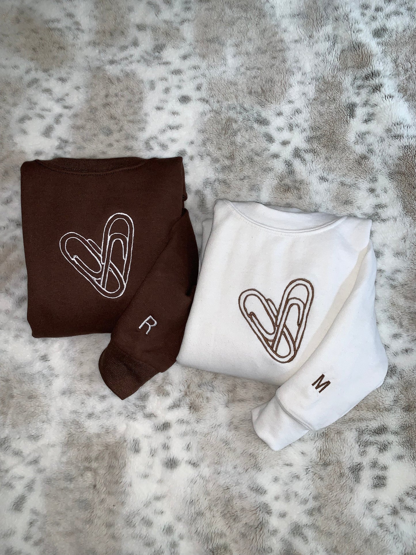 Paperclip Heart Embroidery Matching Couples Hoodies/Sweatshirts