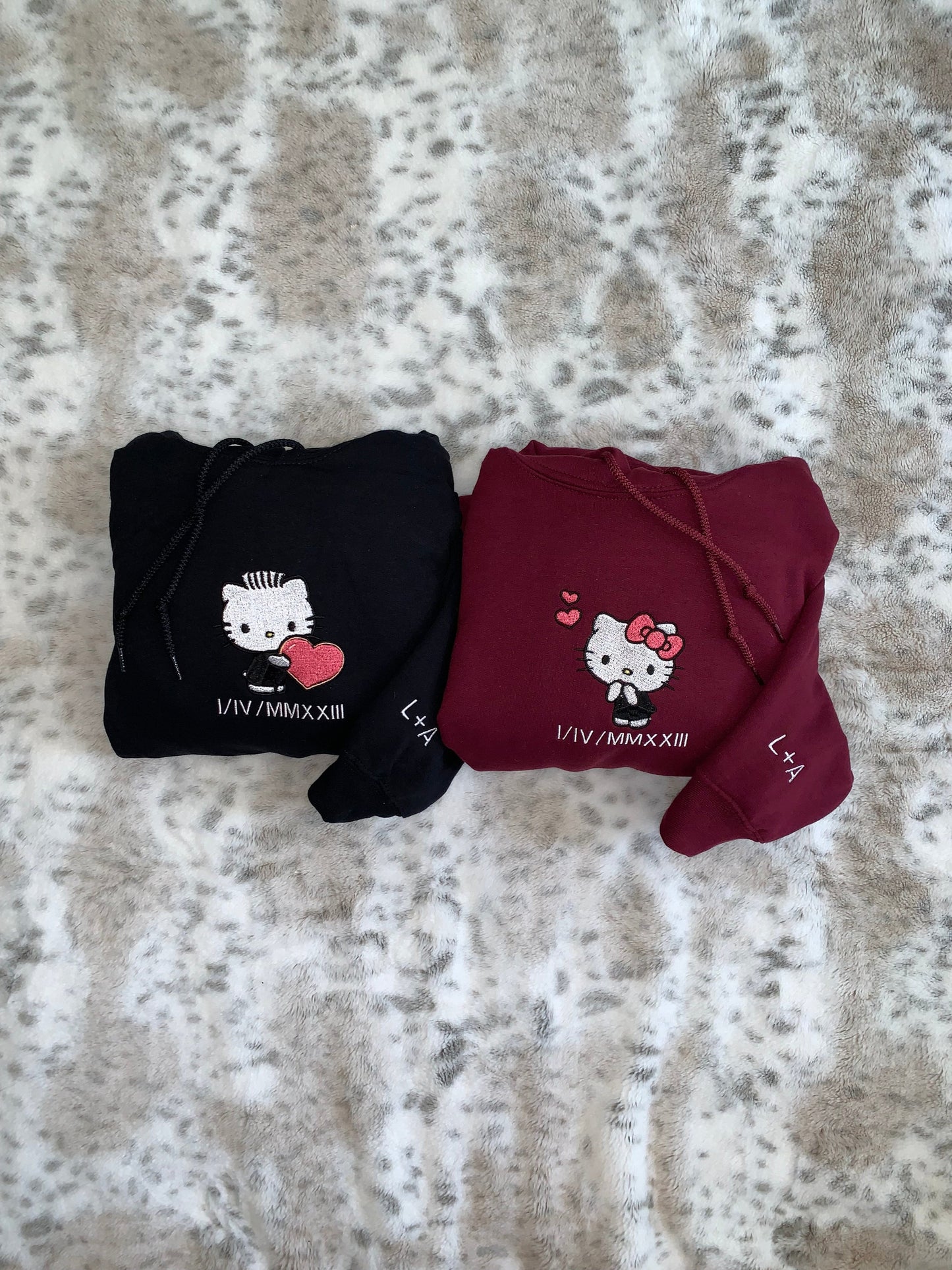 Matching Couples Kitty Embroidery Hoodies/Sweatshirts