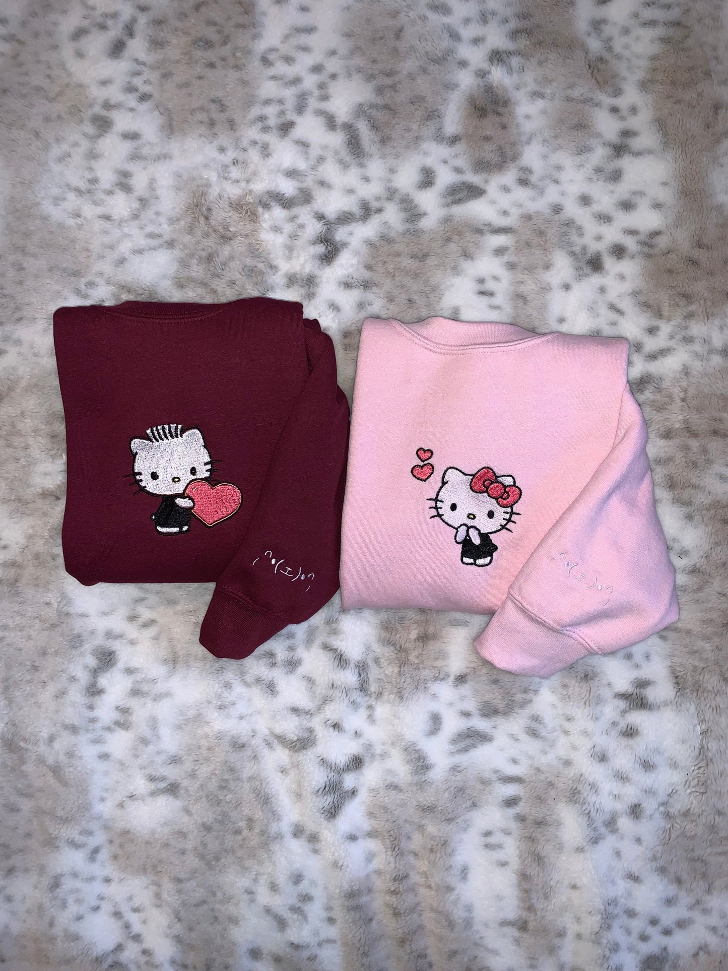 Matching Couples Kitty Embroidery Hoodies/Sweatshirts