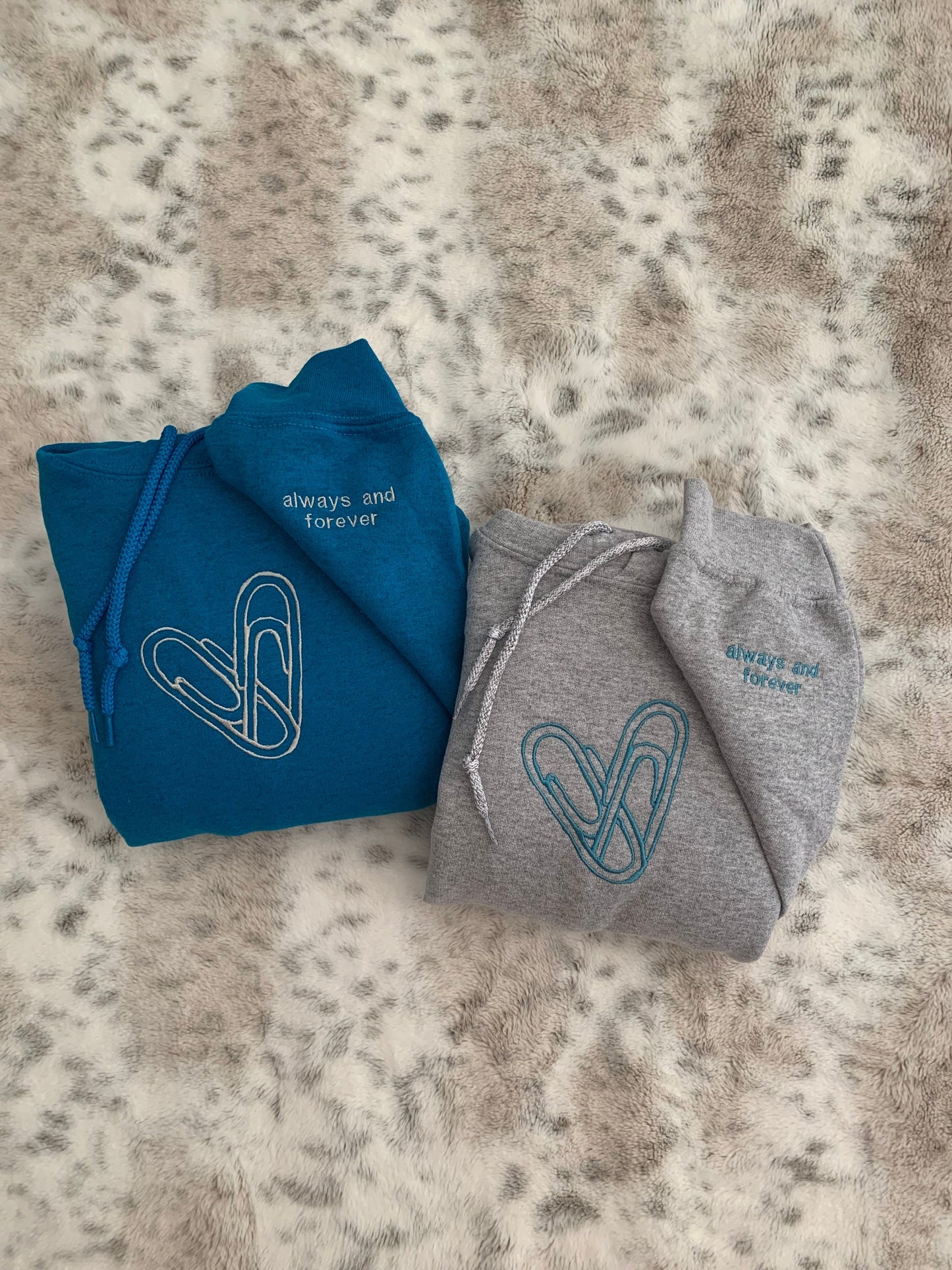 Paperclip Heart Embroidery Matching Couples Hoodies/Sweatshirts