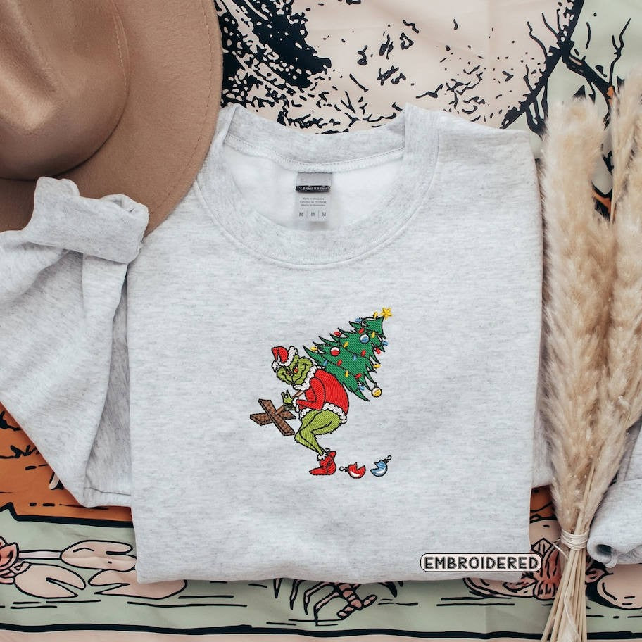 Embroidered Christmas 'Stealing the Christmas Tree' Sweatshirt Hoodie