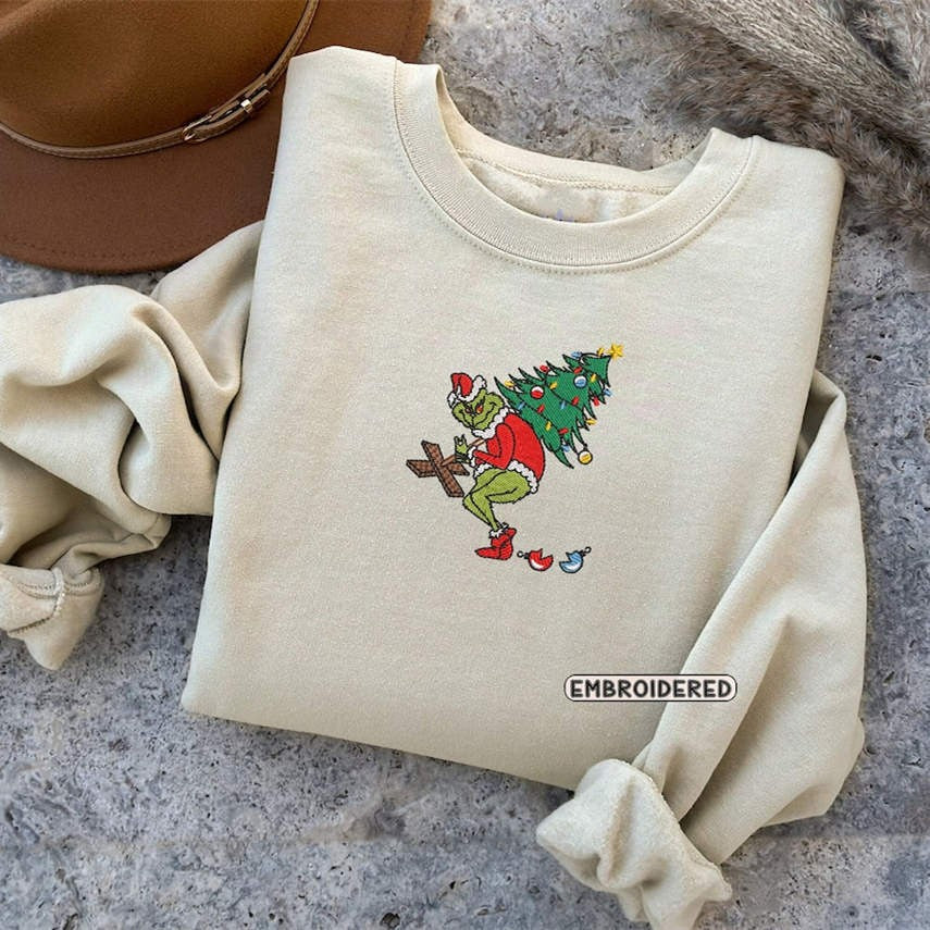 Embroidered Christmas 'Stealing the Christmas Tree' Sweatshirt Hoodie