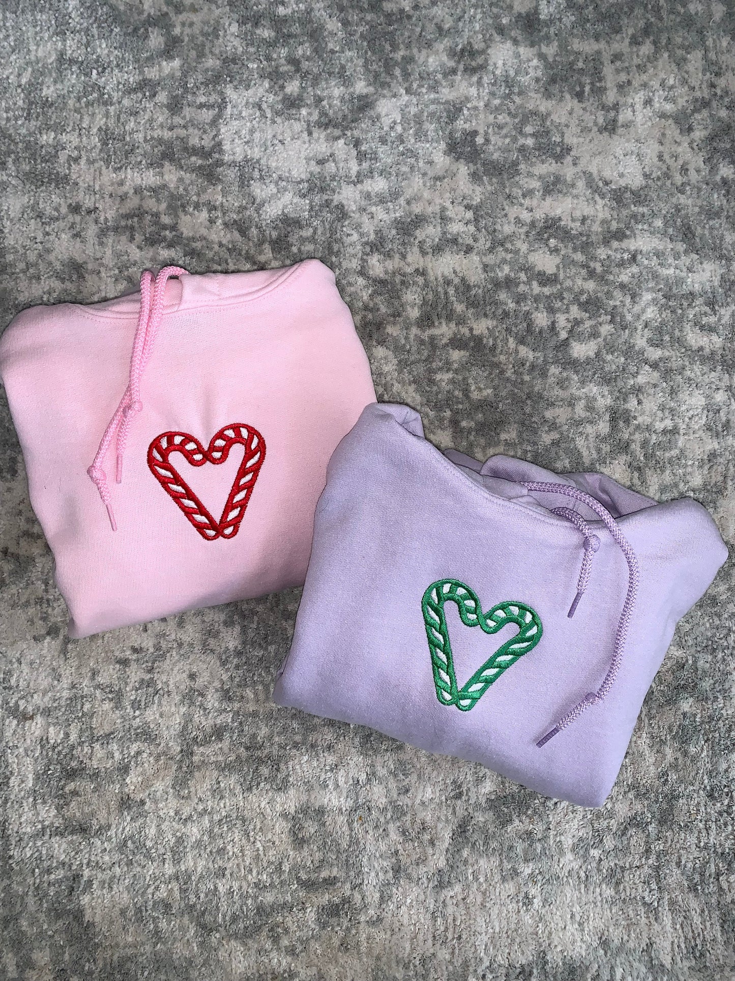 Besties / Couples Candy Cane Embroidered Hearts