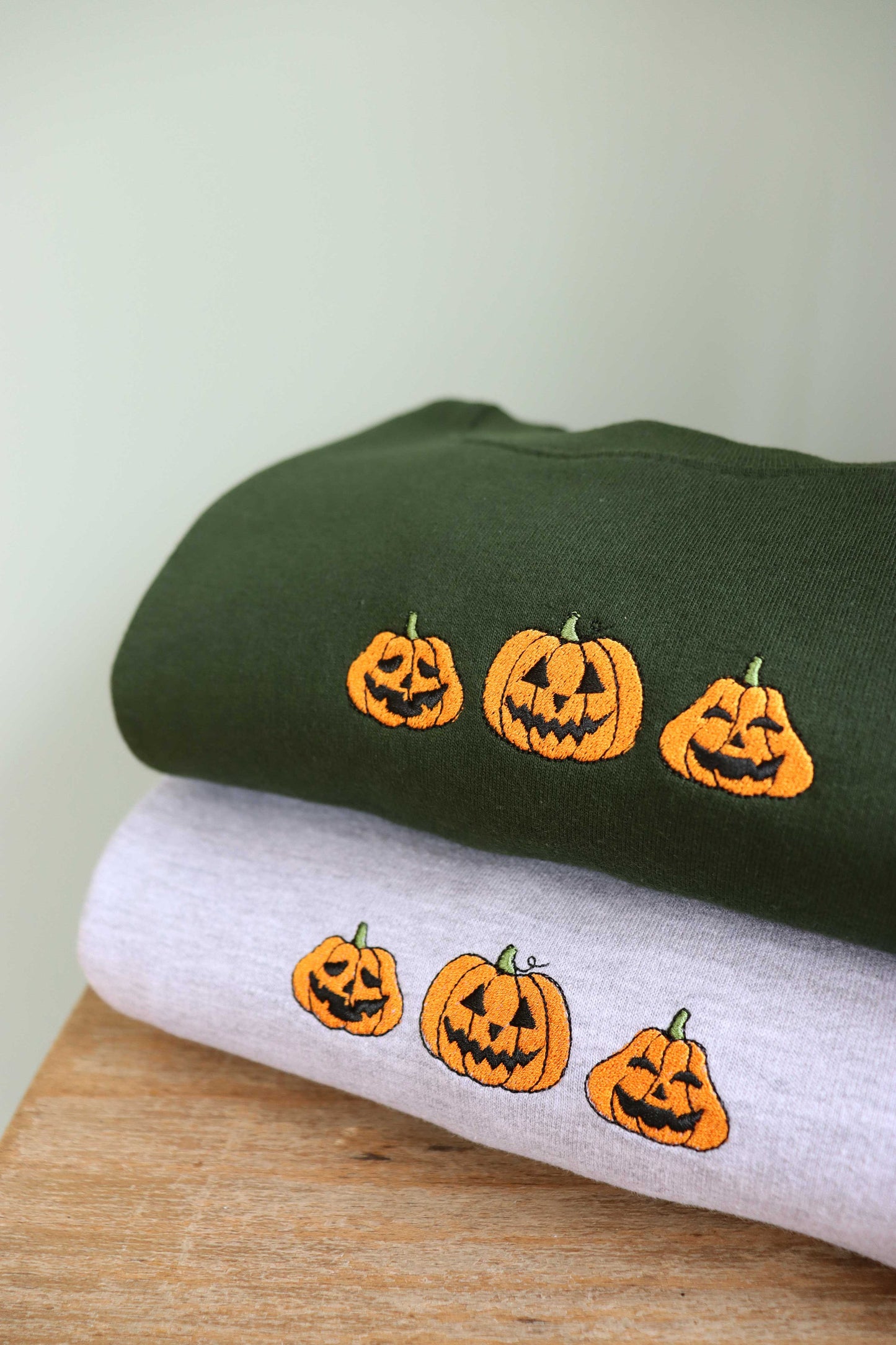 Pumpkin Face Embroidered Sweatshirt Halloween