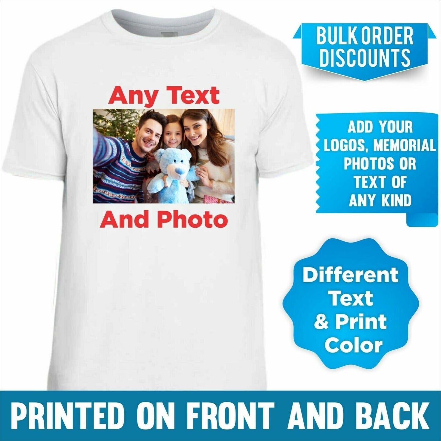 Custom Photo/Text Crewneck T-shirts, Personalize Any Design