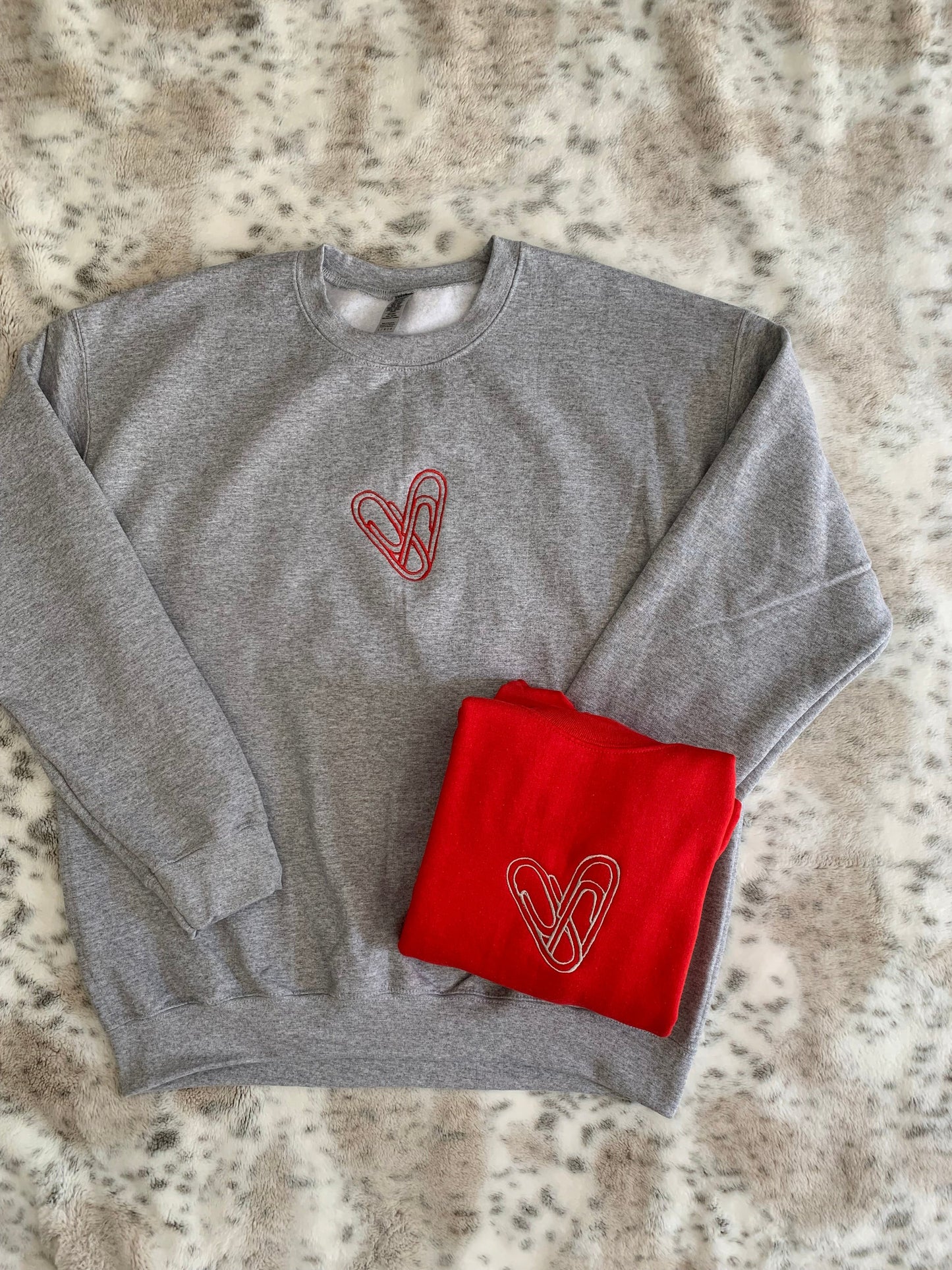 Paperclip Heart Embroidery Matching Couples Hoodies/Sweatshirts