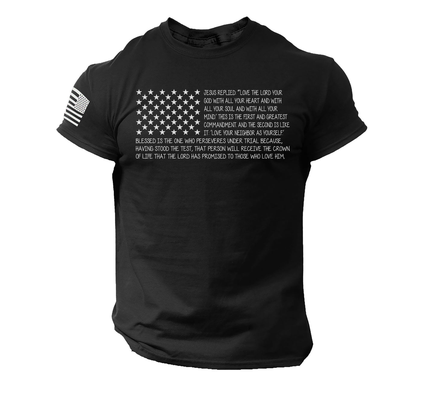 Bible T Shirt Men's USA Flag American Christian Bible Verse Gift Shirt | 100% Cotton