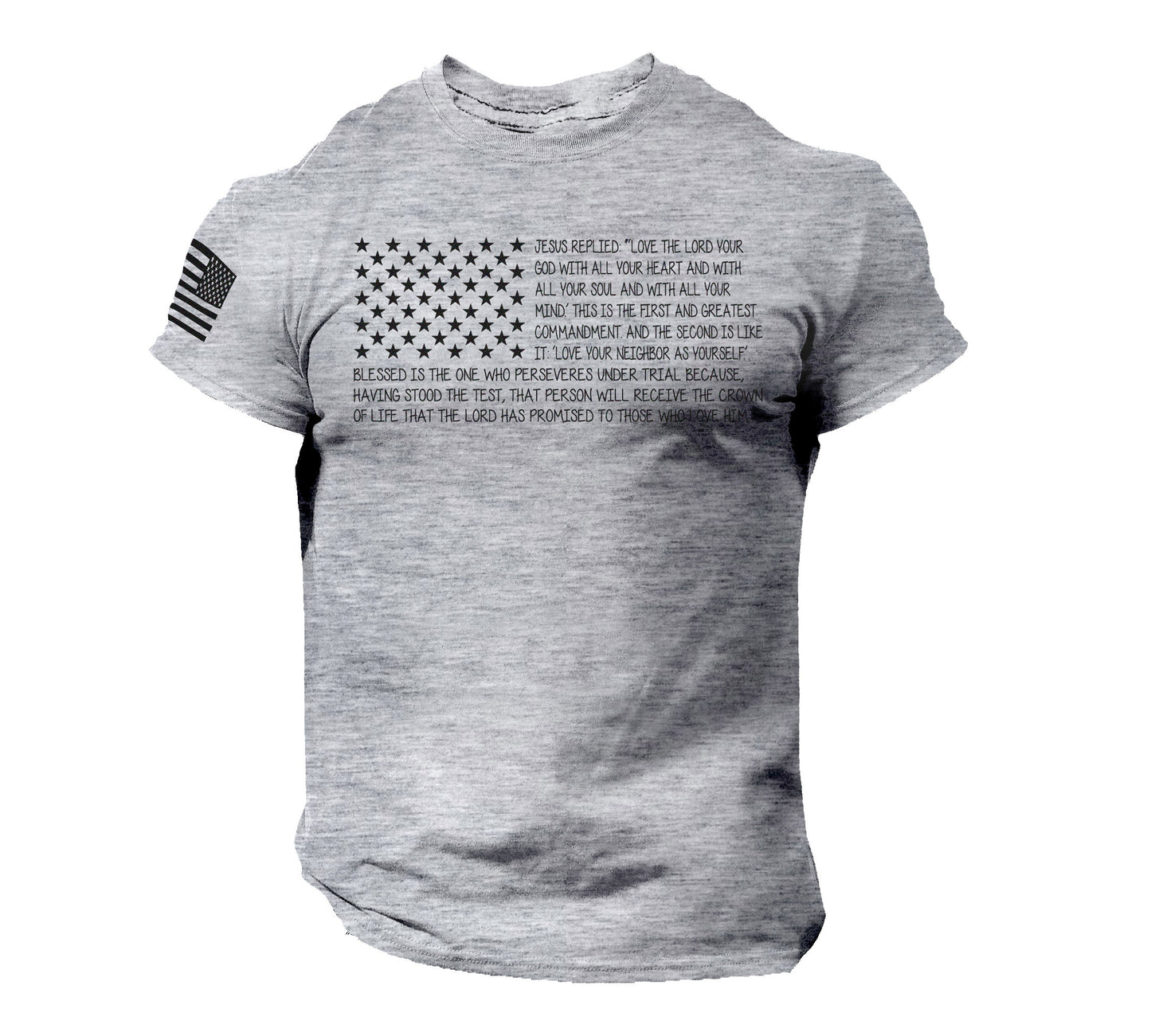 Bible T Shirt Men's USA Flag American Christian Bible Verse Gift Shirt | 100% Cotton