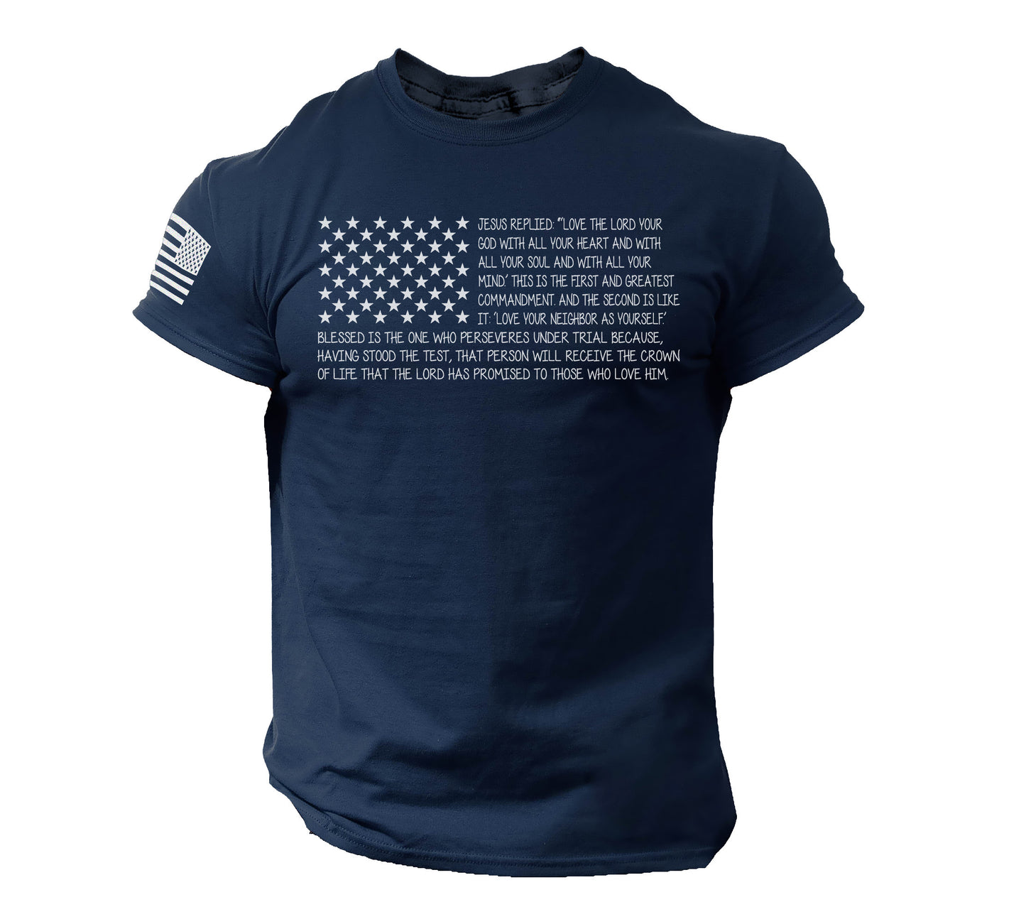 Bible T Shirt Men's USA Flag American Christian Bible Verse Gift Shirt | 100% Cotton