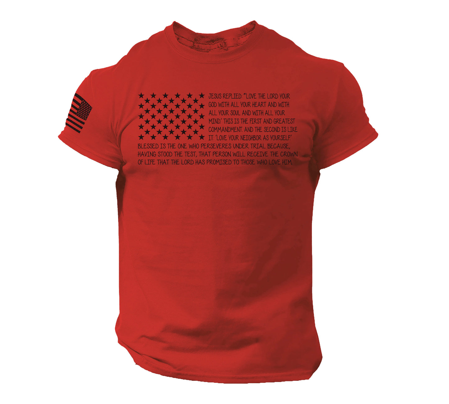 Bible T Shirt Men's USA Flag American Christian Bible Verse Gift Shirt | 100% Cotton