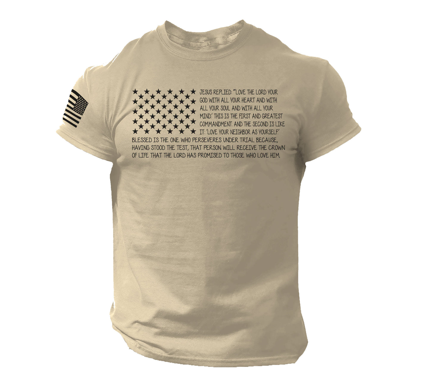 Bible T Shirt Men's USA Flag American Christian Bible Verse Gift Shirt | 100% Cotton