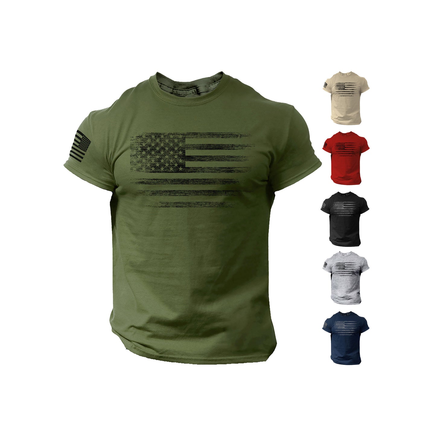 USA Flag Men T Shirt | Patriotic American Tee | Army Style | 100% Cotton