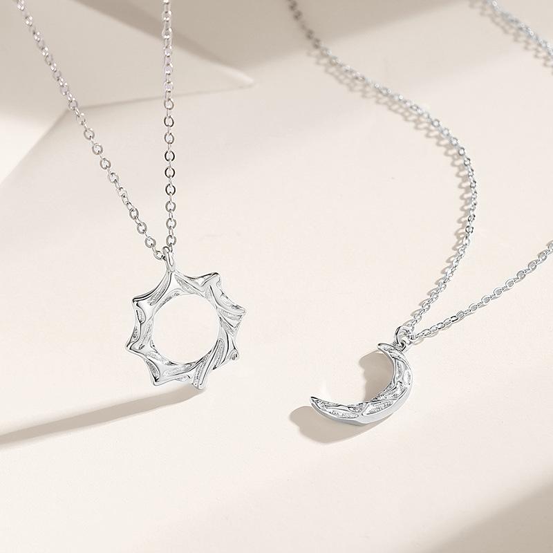 Sun Moon Couple Necklace Sterling Silver