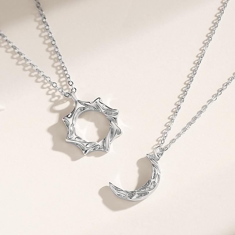 Sun Moon Couple Necklace Sterling Silver