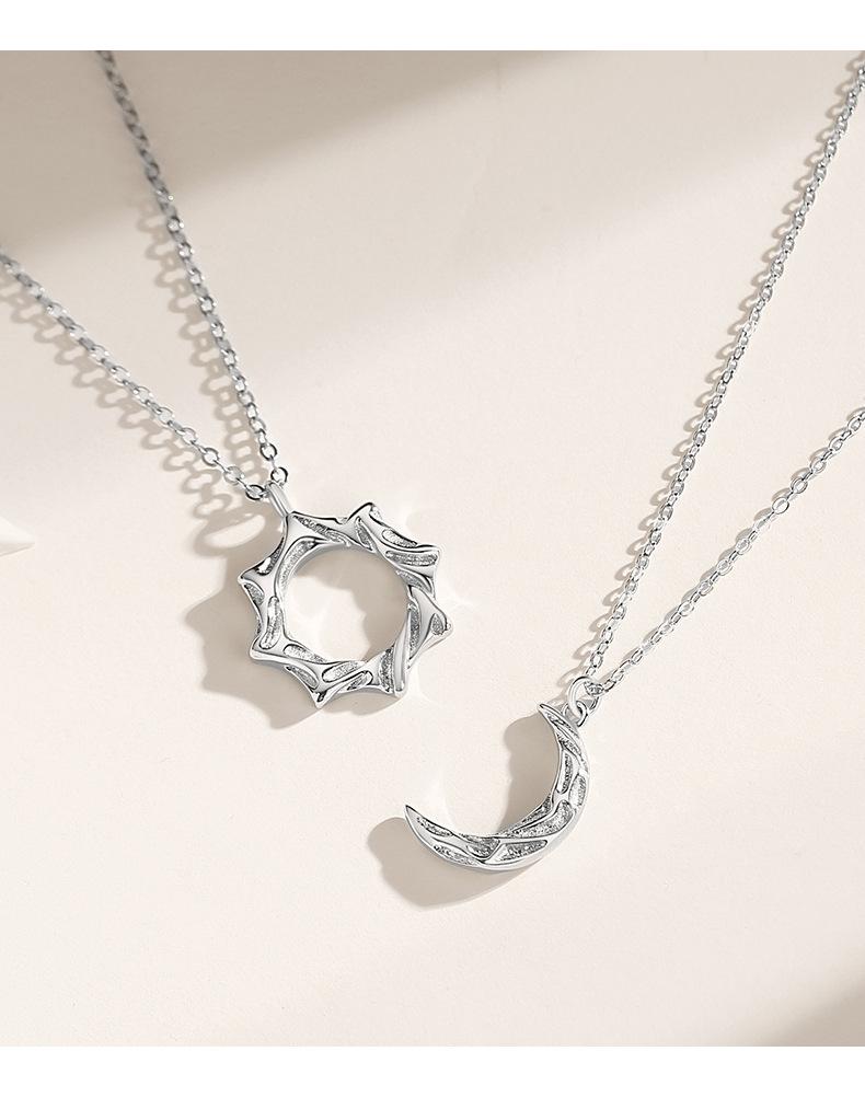 Sun Moon Couple Necklace Sterling Silver