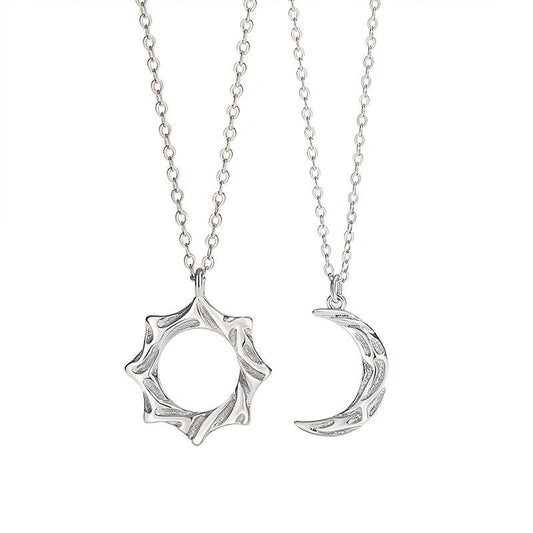 Sun Moon Couple Necklace Sterling Silver