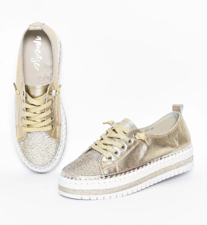 Shiny Leather Diamond Sneakers