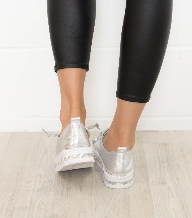 Shiny Leather Diamond Sneakers