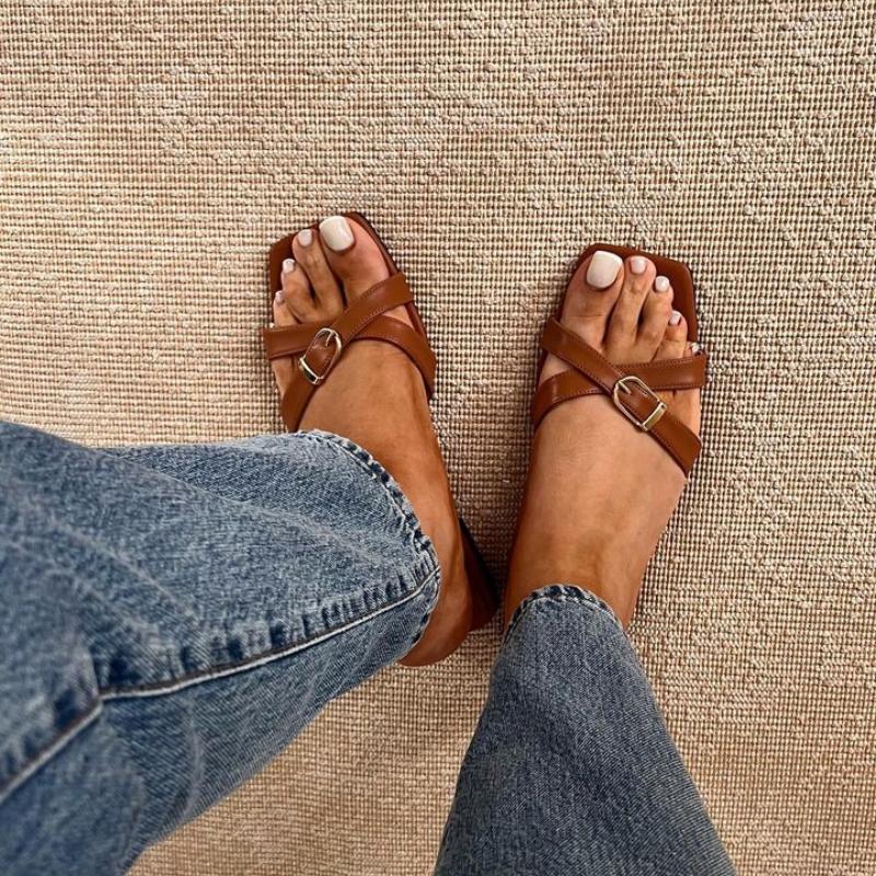 Cross Strap Flat Sandals