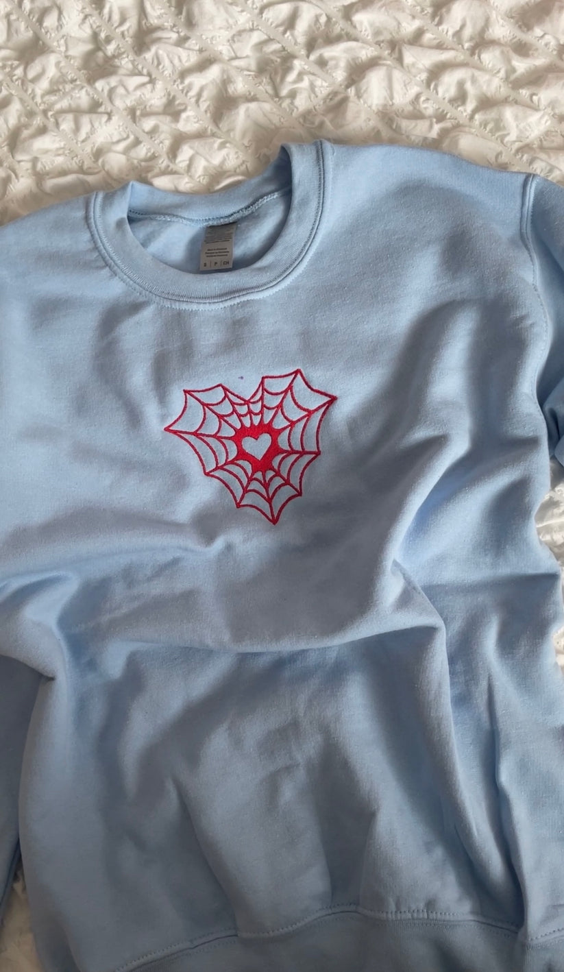 Heart Web Embroidered Sweatshirt/ Hoodie