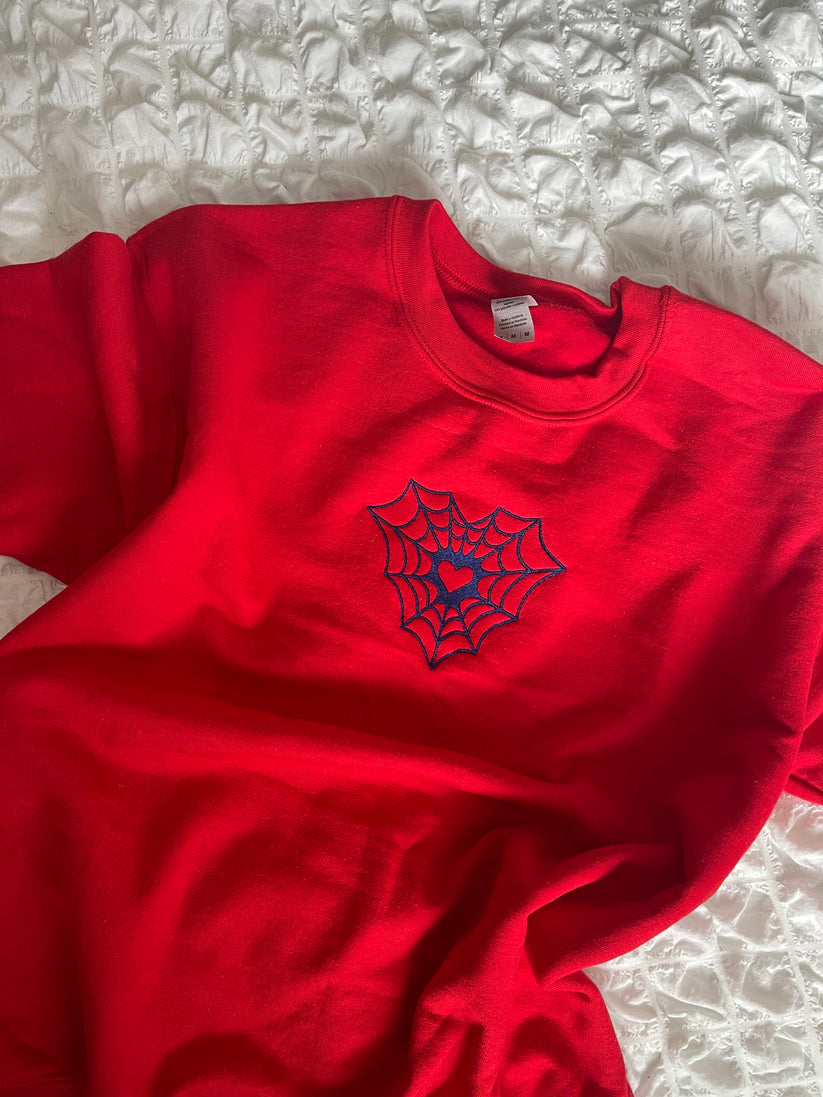 Heart Web Embroidered Sweatshirt/ Hoodie