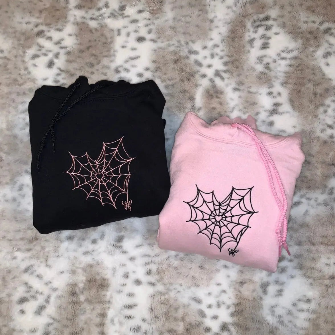 Heart Web Embroidered Sweatshirt/ Hoodie