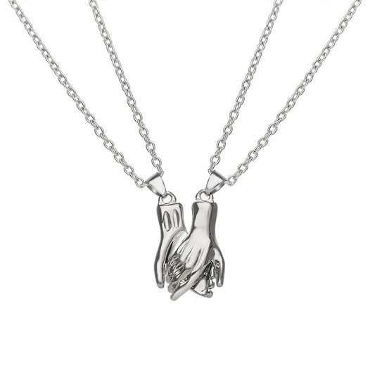 Magnetic Hand in Hand Couple Necklace