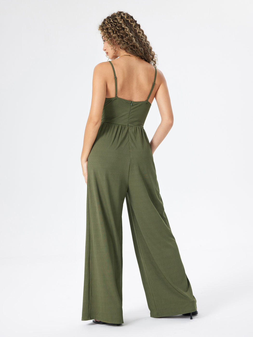 V-Neck Cami Wide Leg Jumpsuit(Buy 2 Free Shipping）