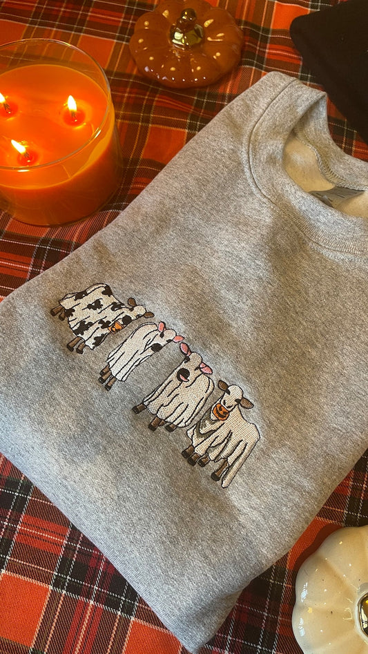 Ghost Cows Embroidered Sweatshirt/ Hoodie