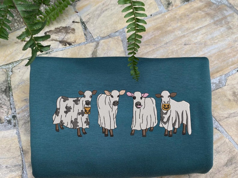 Ghost Cows Embroidered Sweatshirt/ Hoodie