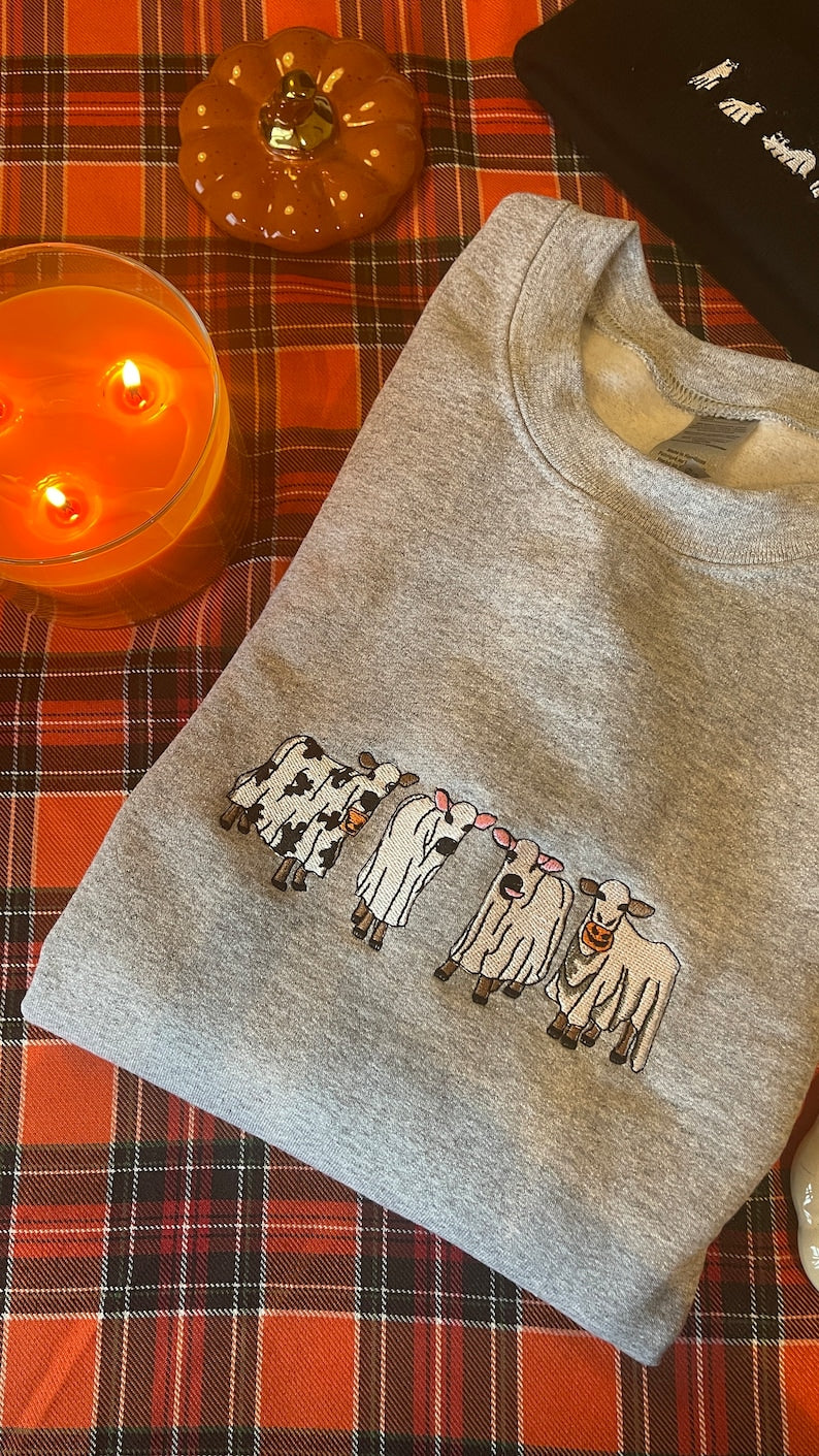 Ghost Cows Embroidered Sweatshirt/ Hoodie