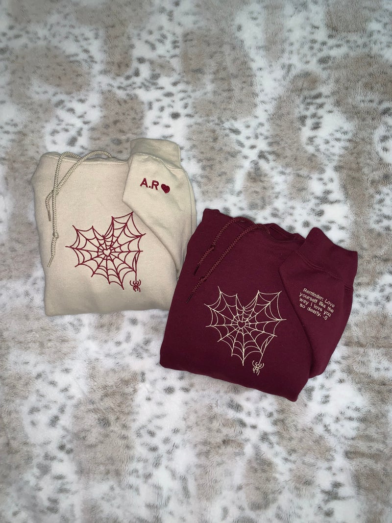 Heart Web Embroidered Sweatshirt/ Hoodie